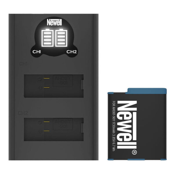 Newell USB-C Dual Battery Charger voor Hero 9, 10, 11 en 12 + accu
