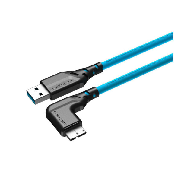 Mathorn Tethering kabel USB-A naar Micro USB-B Right angle Arctic Blauw 5m