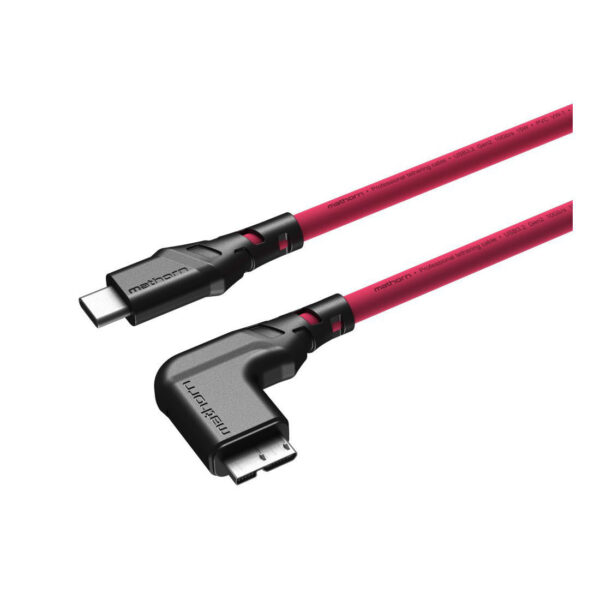 Mathorn Tethering kabel USB-C naar Micro USB-B Right angle Magenta 5m