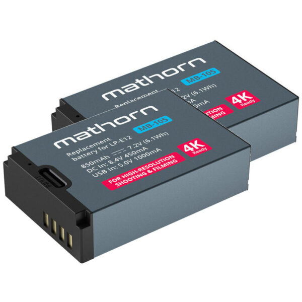 Mathorn MB-105 accu USB-C (Canon LP-E12) 2-Pack