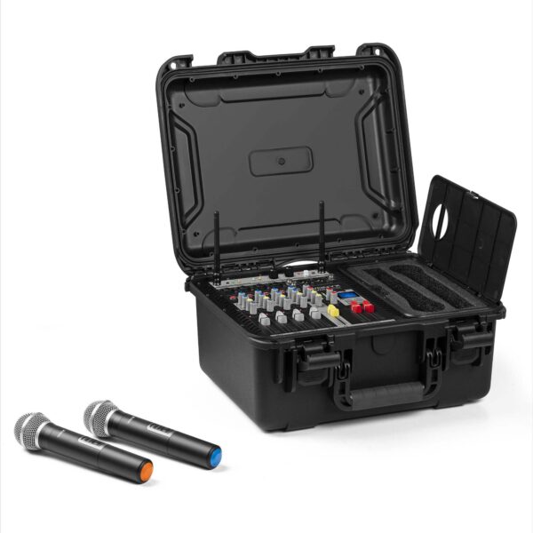 Vonyx VMA106 Mixer in stevige flightcase - Met 2 UHF draadloze