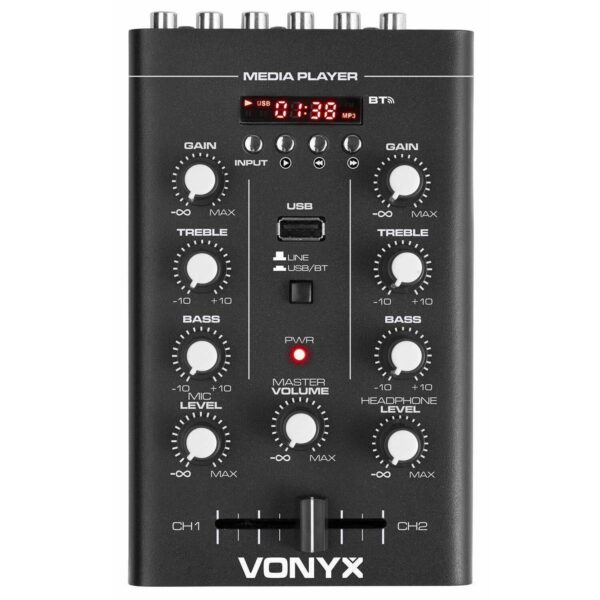 Vonyx STM500BT 2-kanaals mixer met Bluetooth en mp3 speler
