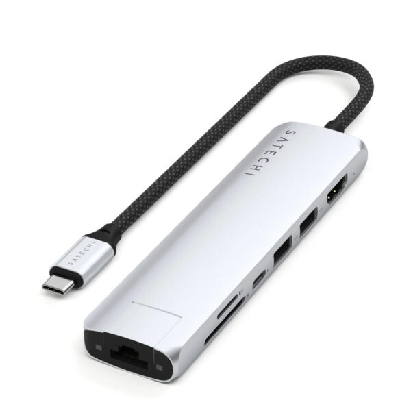 Satechi USB-C 7-in-1 Slim Multiport Adapter met Ethernet Silver