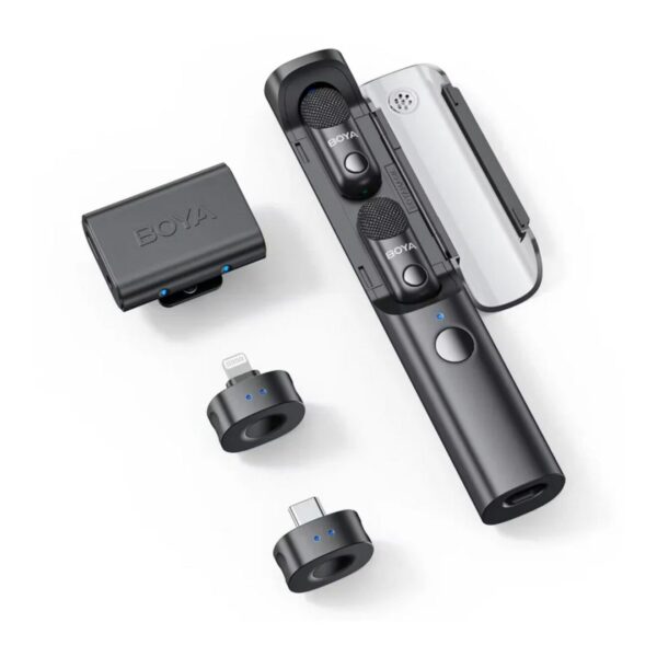 Boya Magic 02 Wireless Mic - 2 TX + 3 RX - Type-C, Lightning & 3.5mm - met Charging Case