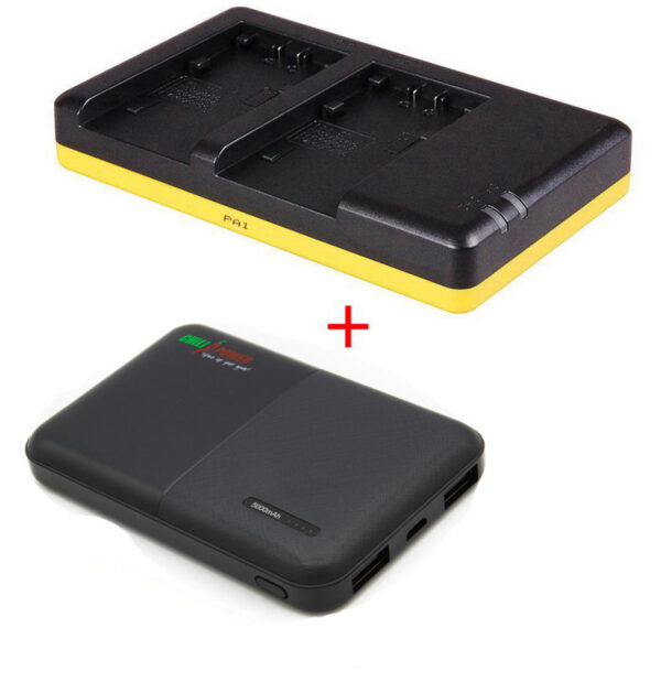 Powerpakket Deluxe: NP-FP50 duo oplader + 5000mAh Powerbank voor 2 Sony accu's NP-FP50 / NP-FP70