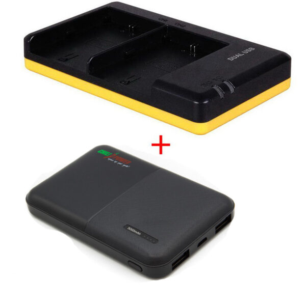 Powerpakket Deluxe: LP-E6NH duo oplader + 5000mAh Powerbank voor 2 Canon accu's LP-E6 / LP-E6N / LP-E6NH / LP-E6P