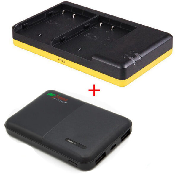 Powerpakket Deluxe: DMW-BLF19 duo oplader + 5000mAh Powerbank voor 2 Panasonic accu's DMW-BLF19