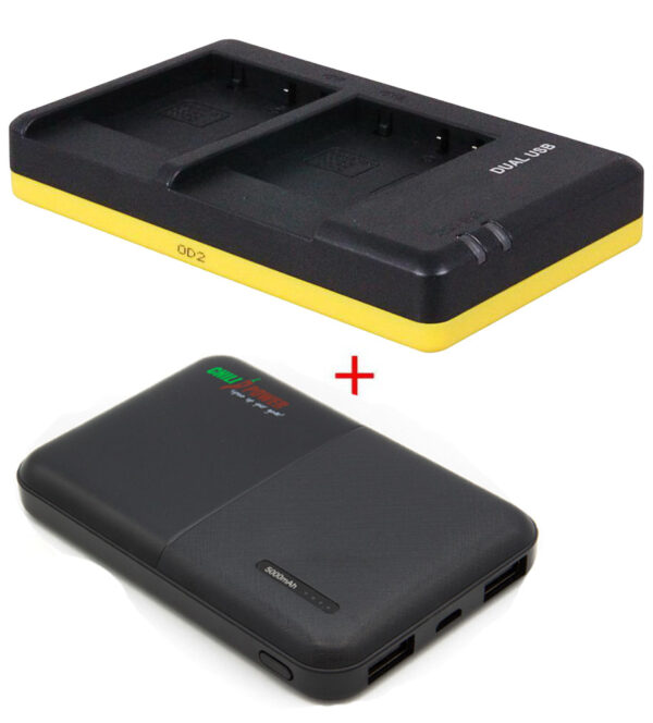 Powerpakket Deluxe: DMW-BCG10 duo oplader + 5000mAh Powerbank voor 2 Panasonic accu's DMW-BCG10