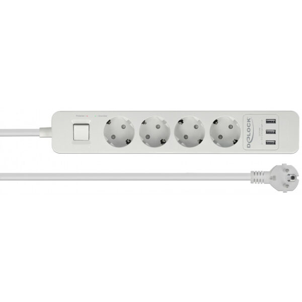 DeLOCK 4-weg stekkerdoos met USB-poorten