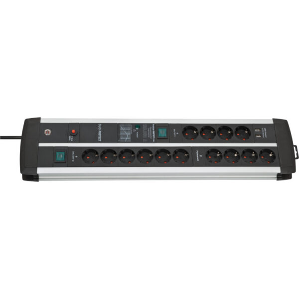Brennenstuhl Premium-Protect-Line 120.000A Duo stekkerdoos 14-voudig met overspanningsbeveiliging en USB