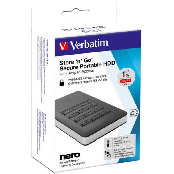 Verbatim Store 'n' Go met toetsbediening, 1 TB harde schijf