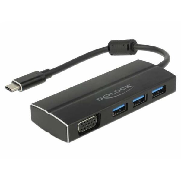 DeLOCK USB-C 3.1 > 3x USB-A 3.0 + 1x VGA usb-hub