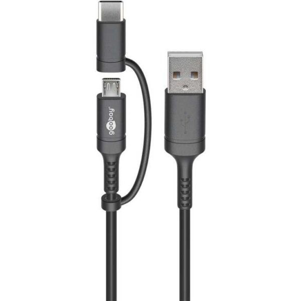 goobay Oplaad- en synchronisatie-combinatiekabel USB-A > Micro-USB / USB-C