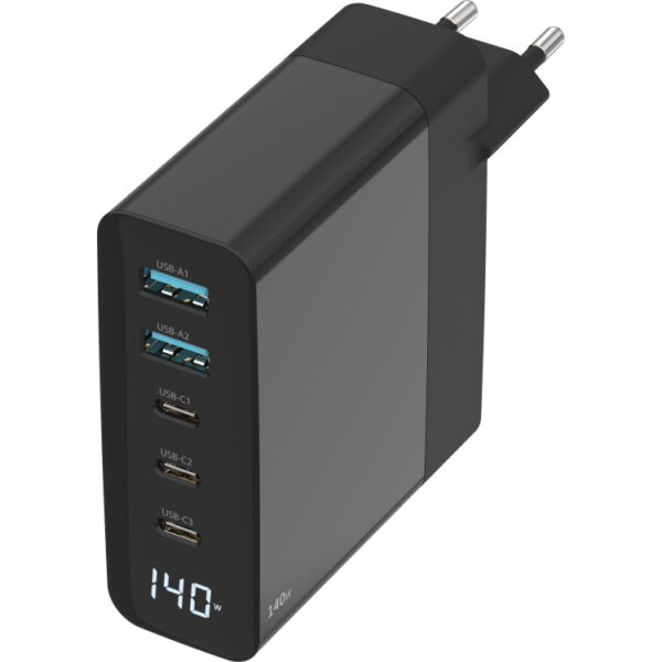 Sitecom 140 W GaN Power Delivery wandoplader met led-scherm