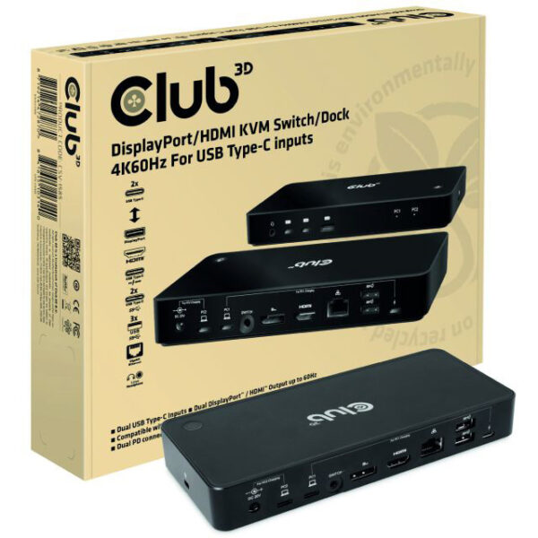 Club 3D DisplayPort/HDMI Dock 4K60Hz dockingstation