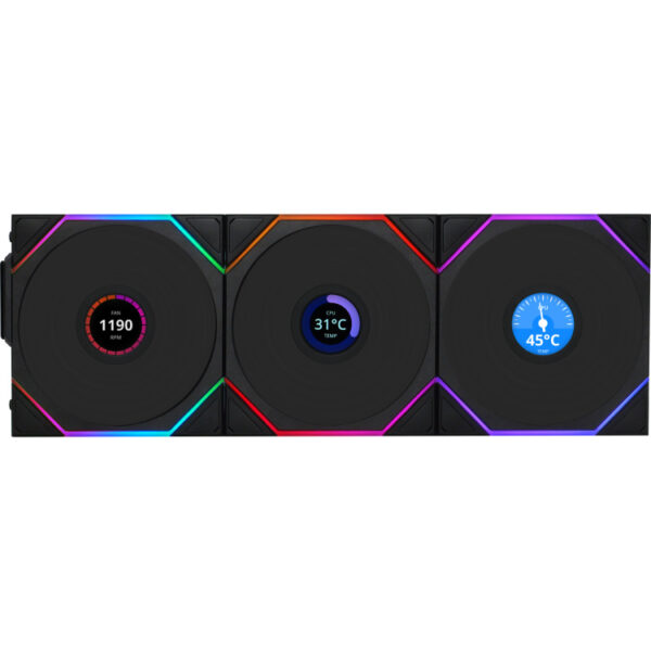 Lian Li UNI FAN TL120 LCD Reverse Blade Wireless Triple Pack case fan