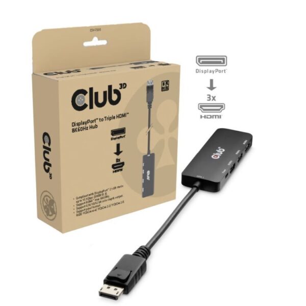 Club 3D DisplayPort naar Triple HDMI 8K60Hz Hub