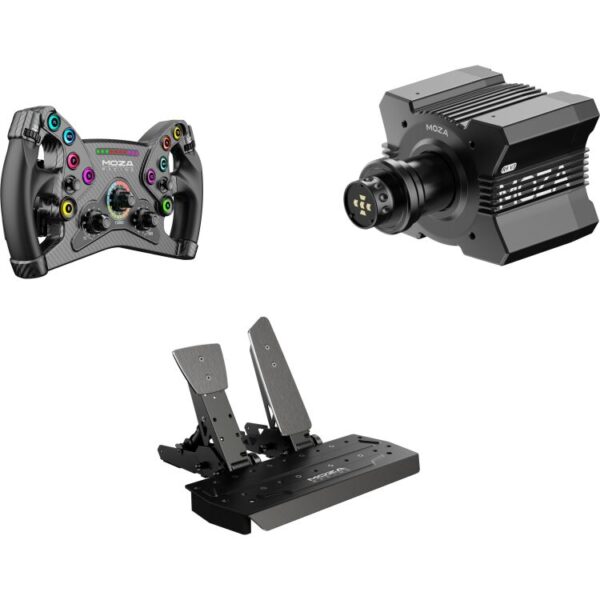 MOZA KS stuurwiel + R9 V3 stuurbasis + SR-P pedal set (Throttle + Brake) Bundel