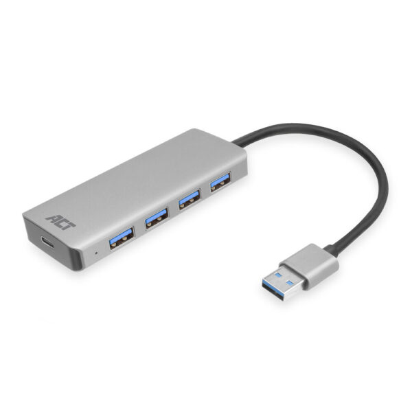 ACT AC6121 USB-A Hub 3.0 | 4x USB-A | Zilver | Aluminium