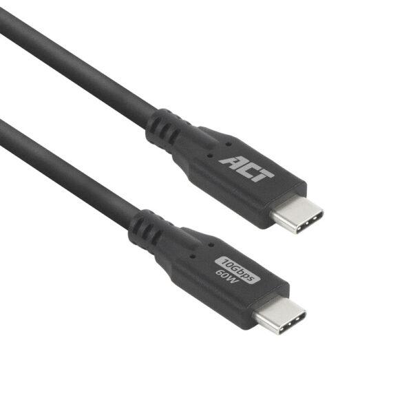 ACT AC7441 USB 3.0 10Gbps 60W USB Type-C® kabel | Zwart | 1 meter