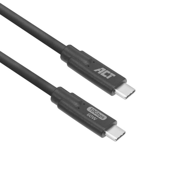 ACT AC7443 USB 3.0 10Gbps 60W USB Type-C® kabel | Zwart | 3 meter