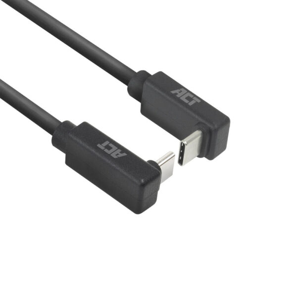 ACT AC7477 USB 3.0 Kabel | 10Gbps 60W USB Type-C® (haaks boven/beneden) naar USB Type-C® (haaks boven/beneden) | Zwart | 1 meter