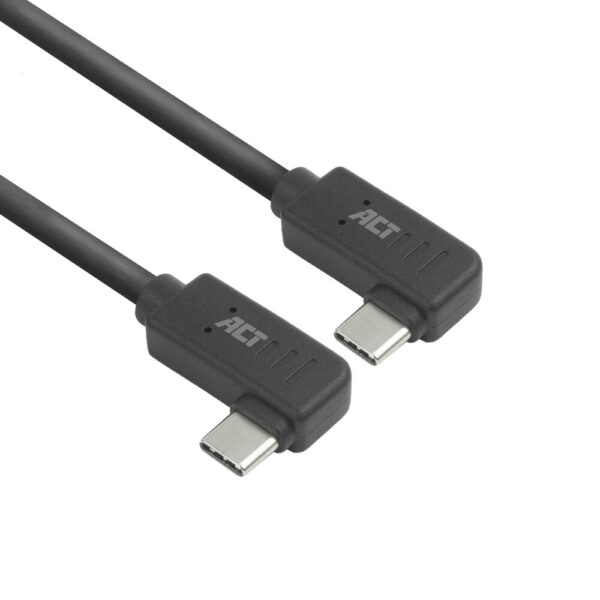 ACT AC7488 USB 3.0 Kabel | 10Gbps 60W USB Type-C® (haaks links/rechts) naar USB Type-C® (haaks links/rechts) | Zwart | 2 meter