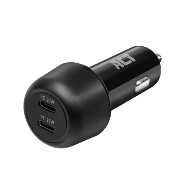 ACT AC2200 2-poorts USB-C Fast Charge Autolader 45W met Power Delivery
