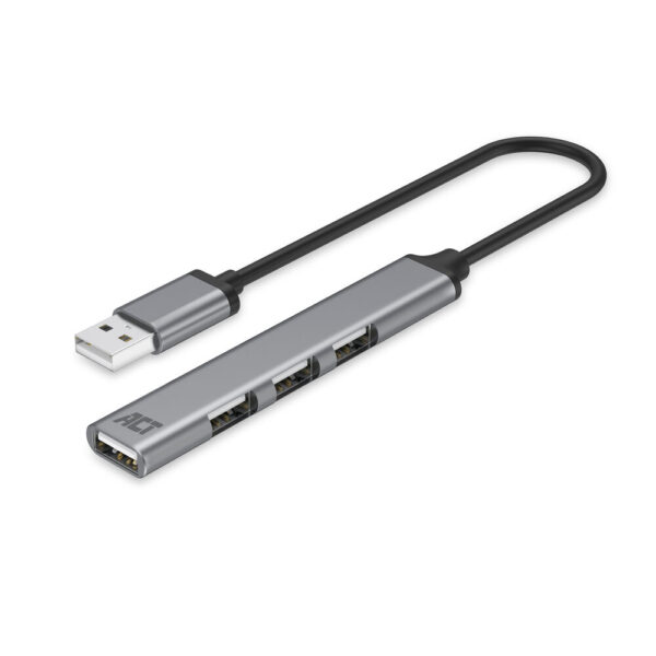 ACT AC6225 USB-A Hub 2.0 | 4-poorts USB-A | Aluminium | Kabellengte 18cm