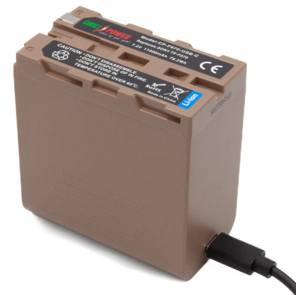 ChiliPower accu NP-F970 met 11.000mAh - USB-C input en output en USB-A output - Extra Power