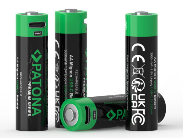 4 x AA oplaadbare batterijen, USB-C aansluiting - 1,5V - 2000mAh