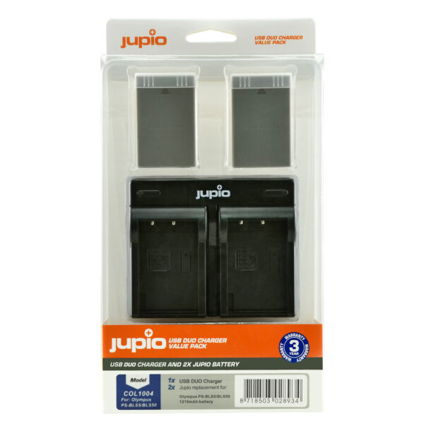 Jupio Kit: 2 x camera-accu BLS-5 / PS-BLS50 1210mAh + USB Dual lader