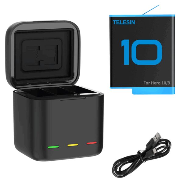 Telesin Triple Battery Charger Box + 1 accu GoPro 9/10/11/12