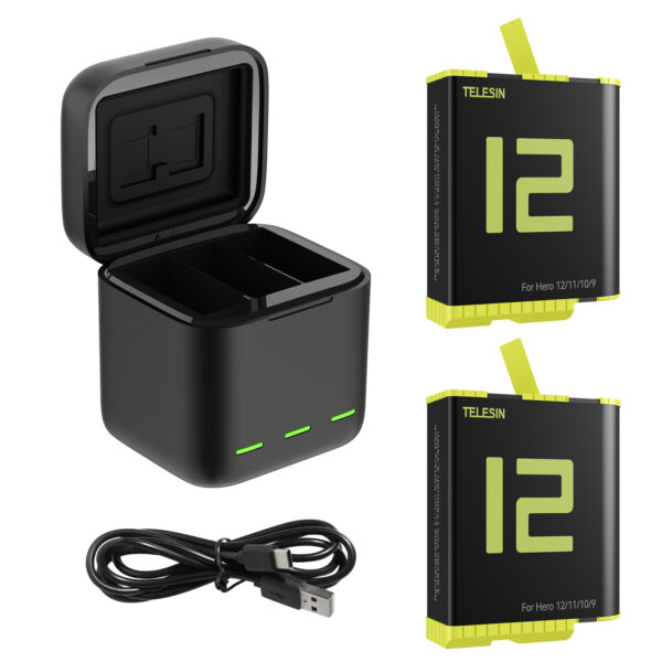 Telesin Triple Battery Charger Box +2x accu GoPro 9/10/11/12