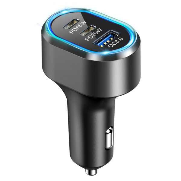 Autolader - Snellader - Autolader USB C - 12v USB Autolader - USB QC3.0 18W & USB C 65W & USB C 20W - Ook geschikt voor laptops en tablets - 103 Watt - 12/24Volt (PS27)