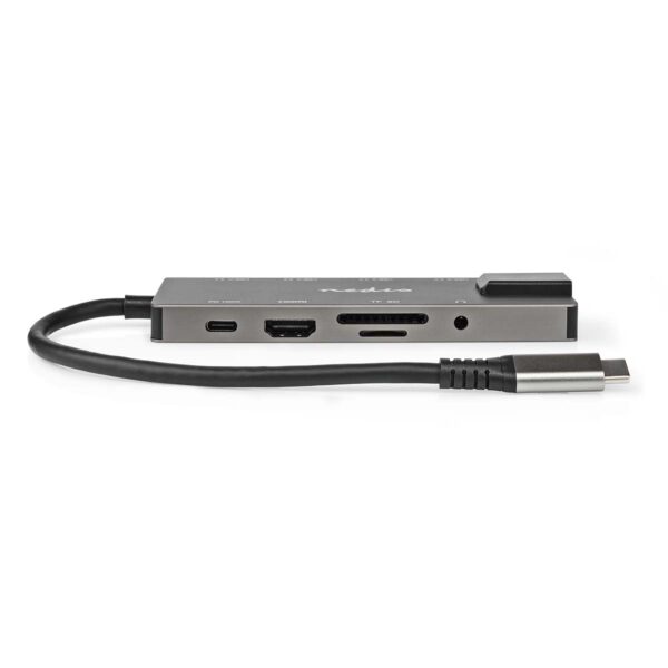 USB-Adapter | USB 3.2 Gen 1 | USB-C Female | HDMI Output / RJ45 Female / SD / 2x USB-C / 3,5 mm Female / 3x USB-A Female | 5 Gbps | 0.20 m | Rond | Verguld | PVC | Antraciet