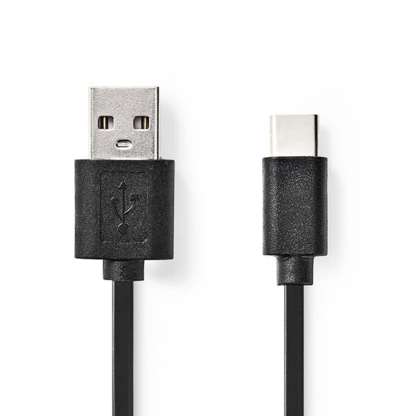 USB 2.0-Kabel | Type-C Male - A Male | 0,1 m | Zwart
