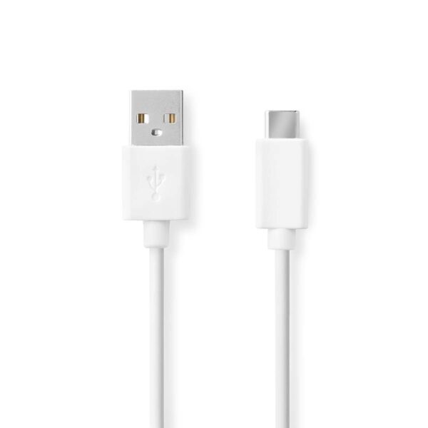 USB-Kabel | USB 2.0 | USB-A Male | USB-C Male | 480 Mbps | Vernikkeld | 2.00 m | Rond | PVC | Wit