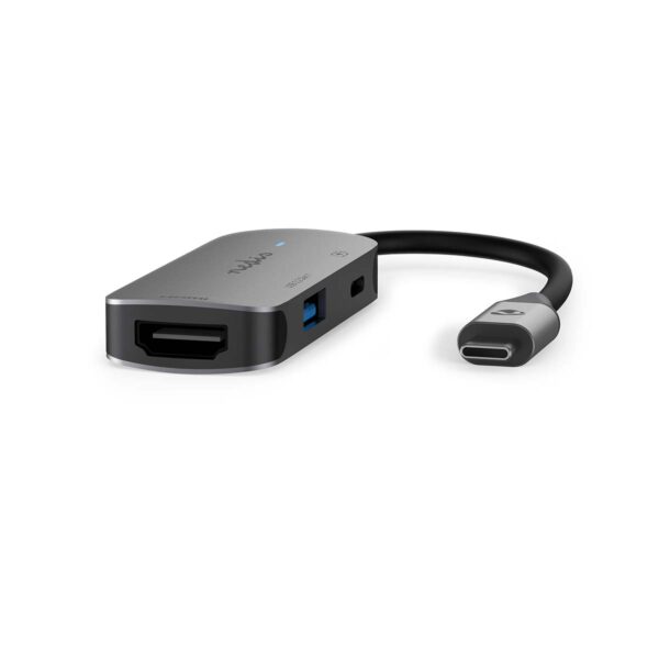 USB Multi-Port Adapter | USB 3.2 Gen 1 | USB-C Male | HDMI Output / USB-A Female / USB-C Female | 0.10 m | Rond | Vernikkeld | PVC | Grijs