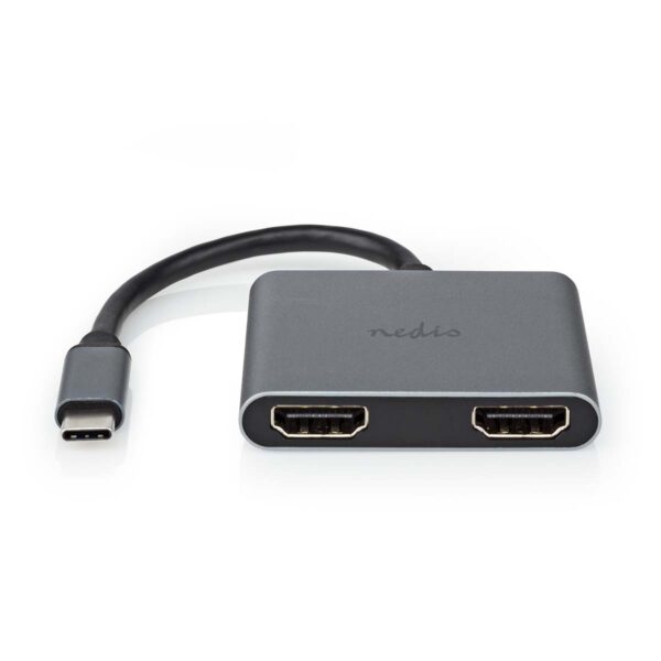 USB Multi-Port Adapter | USB 3.2 Gen 1 | USB-C Male | 2x HDMI | 0.10 m | Rond | Vernikkeld | PVC | Zwart