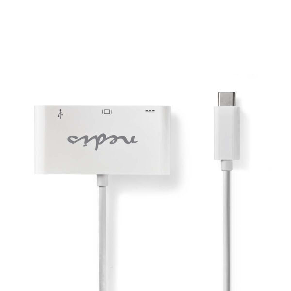 USB-C-Adapterkabel | Type-C Male - A Female / Type-C Female / VGA Female | 0,2 m | Wit
