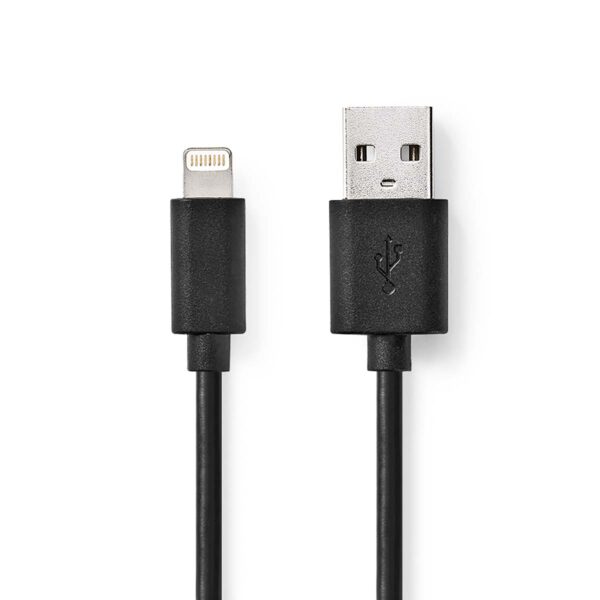 Lightning Kabel | USB 2.0 | Apple Lightning 8-Pins | USB-A Male | 480 Mbps | Vernikkeld | 2.00 m | Rond | PVC | Zwart