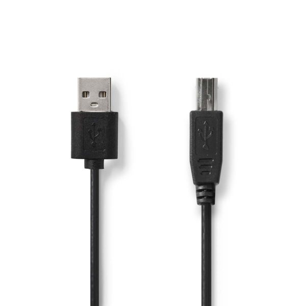 USB-Kabel | USB 2.0 | USB-A Male | USB-B Male | 4.5 W | 480 Mbps | Vernikkeld | 3.00 m | Rond | PVC | Zwart