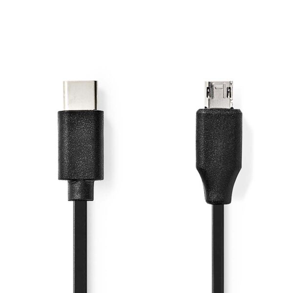 USB-Kabel | USB 2.0 | USB-C Male | USB Micro-B Male | 60 W | 480 Mbps | Vernikkeld | 1.00 m | Rond | PVC | Zwart