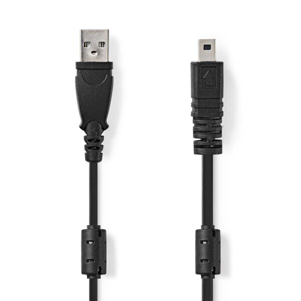 USB-Kabel | USB 2.0 | USB-A Male | US-E6 8-pins Male | 480 Mbps | Vernikkeld | 2.00 m | Rond | PVC | Zwart