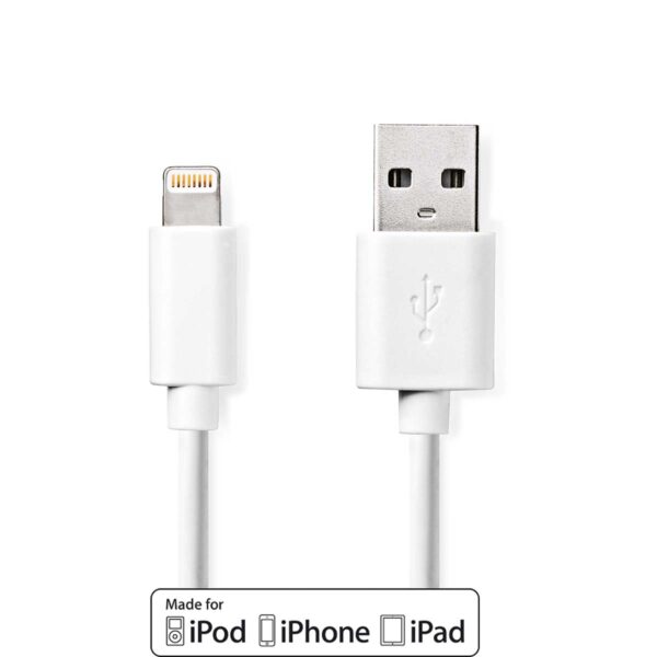 Sync and Charge-Kabel | Apple Lightning 8-Pins Male - USB-A Male | 1,0 m | Wit