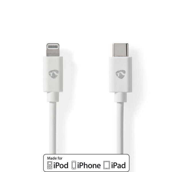 Lightning Kabel | USB 2.0 | Apple Lightning 8-Pins | USB-C Male | 480 Mbps | Vernikkeld | 2.00 m | Rond | PVC | Wit | Envelop
