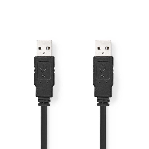 Platte USB 2.0-Kabel | A Male - A Male | 1,0 m | Zwart