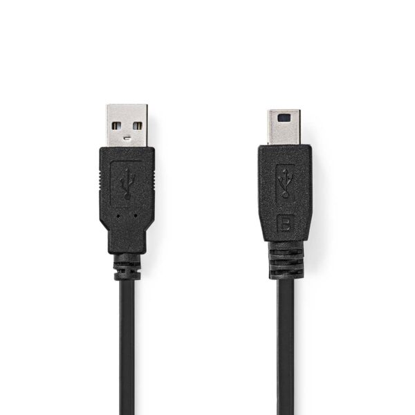 USB 2.0-Kabel | A Male - Mini 5-Pins Male | 2,0 m | Zwart