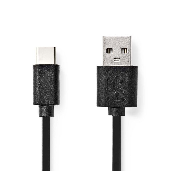 Kabel USB 2.0 | Type-C male - A male | 2,0 m | Zwart